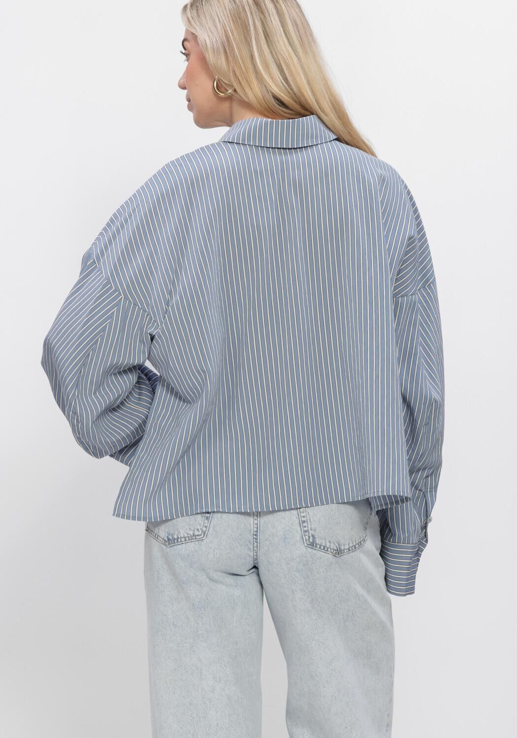 Blauwe DRYKORN Blouses OSHIA STRIPE BLOUSE - large