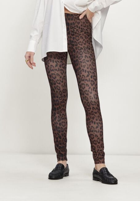 Bruine ALIX THE LABEL Legging LADIES KNITTED LEOPARD LEGGING - large