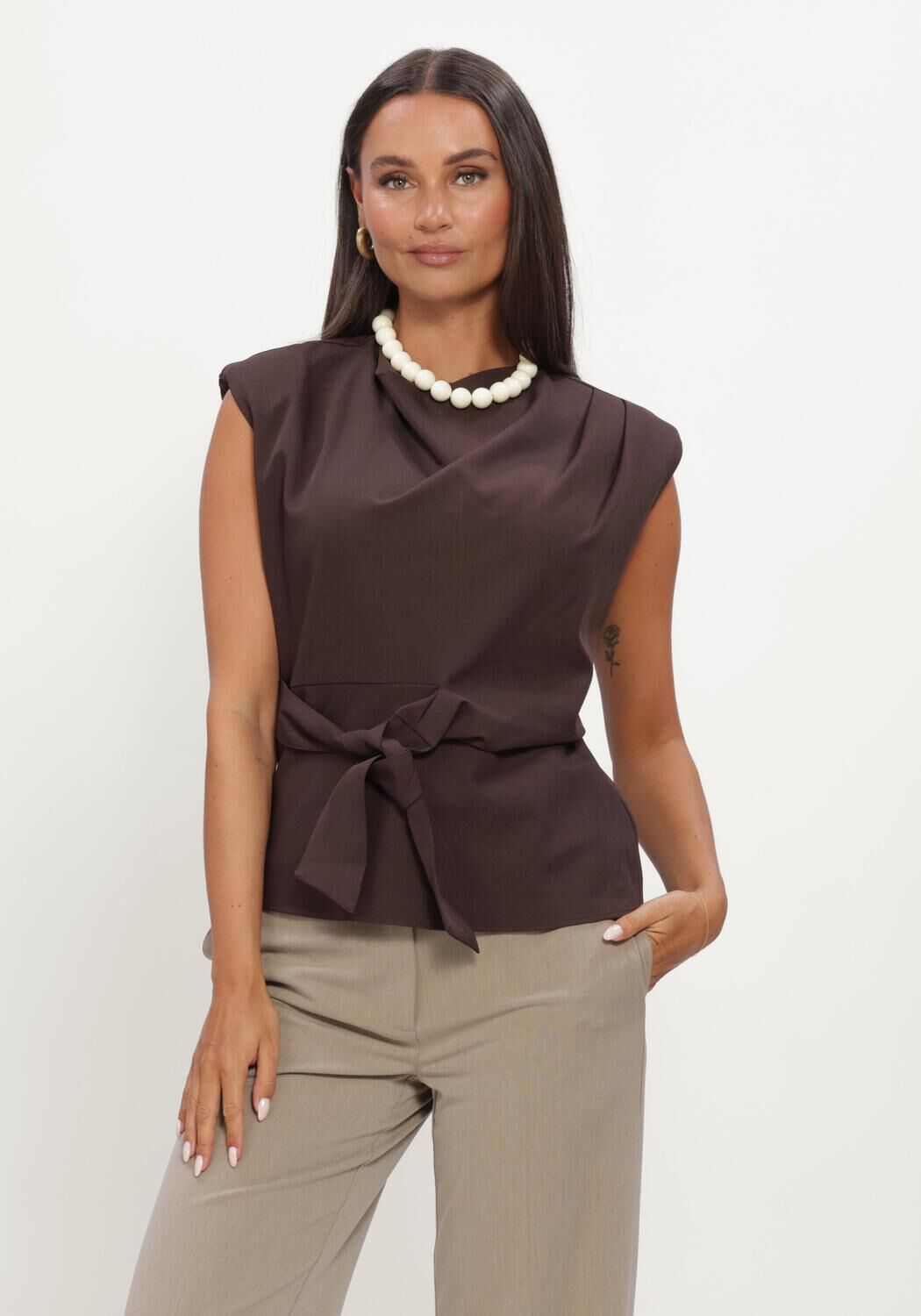 Bruine CO'COUTURE Tops & T-shirts LUNACC PLEAT TOP - large