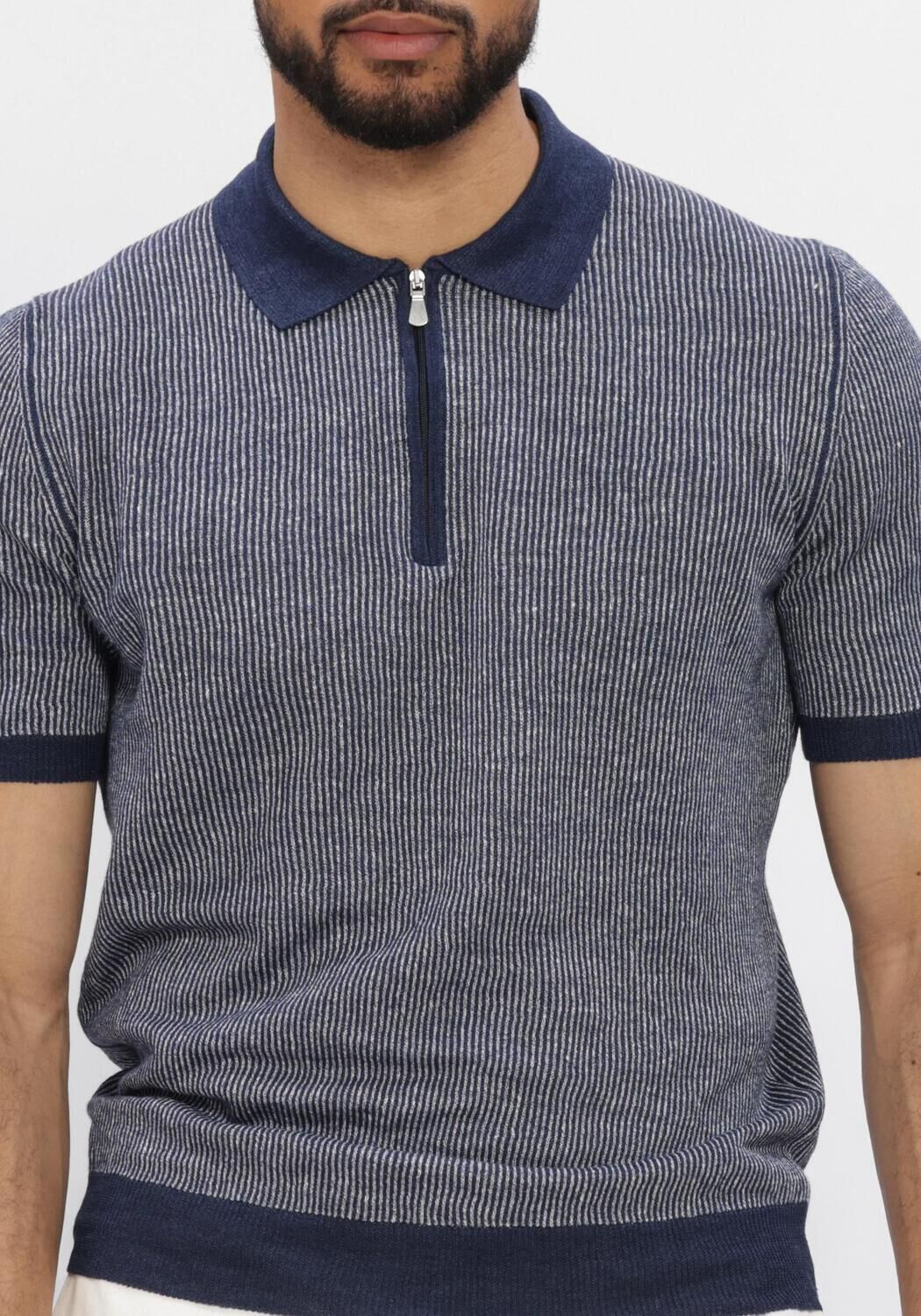 Donkerblauwe GRAN SASSO Polo TENNIS ZIP S/SLV - large