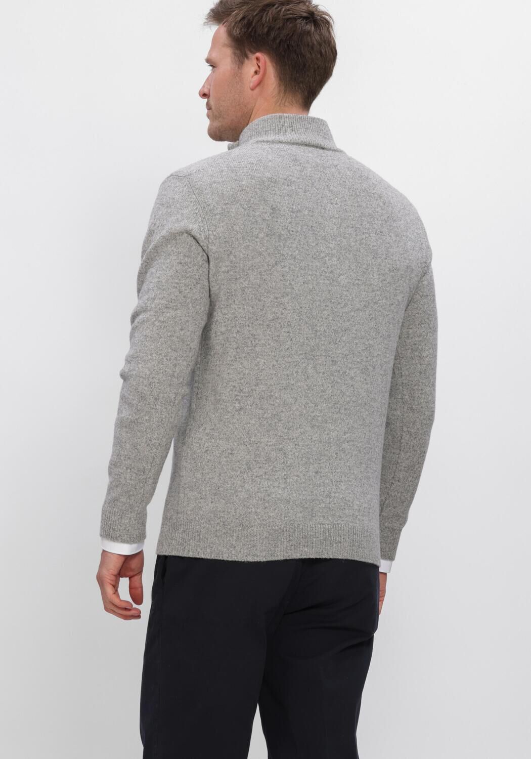 Lichtgrijze PROFUOMO Trui PULLOVER HALF ZIP 80/20 - large