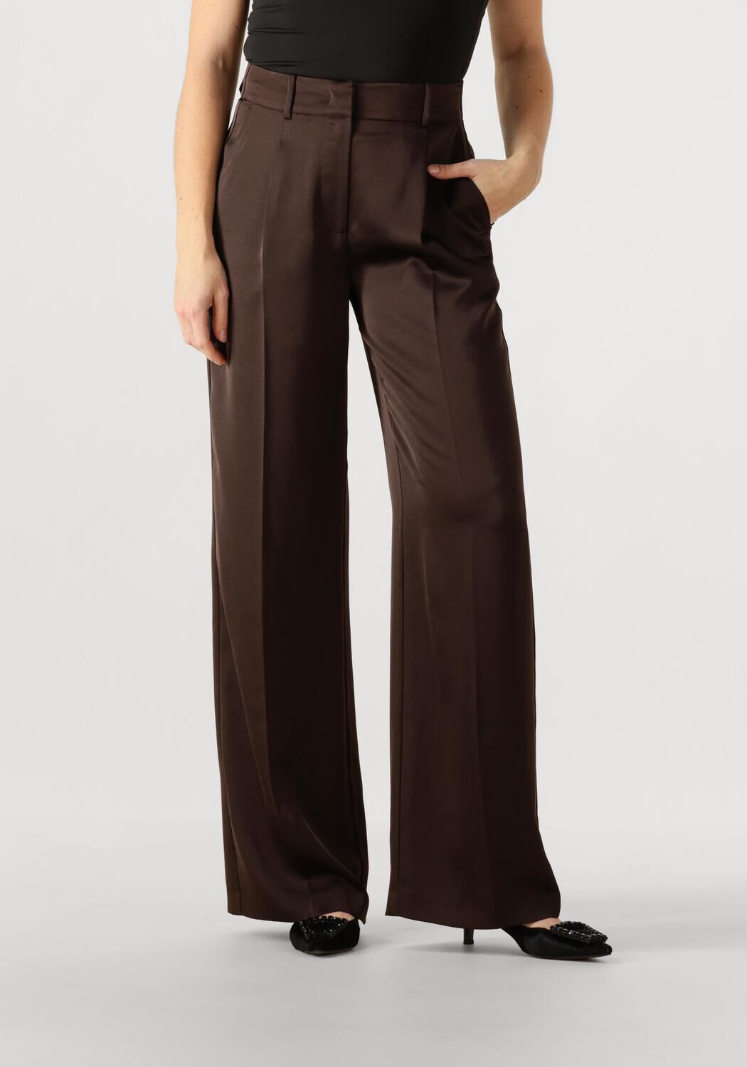 Bruine DANTE6 Wijde broek JULES SATIN SMART PANTS - large