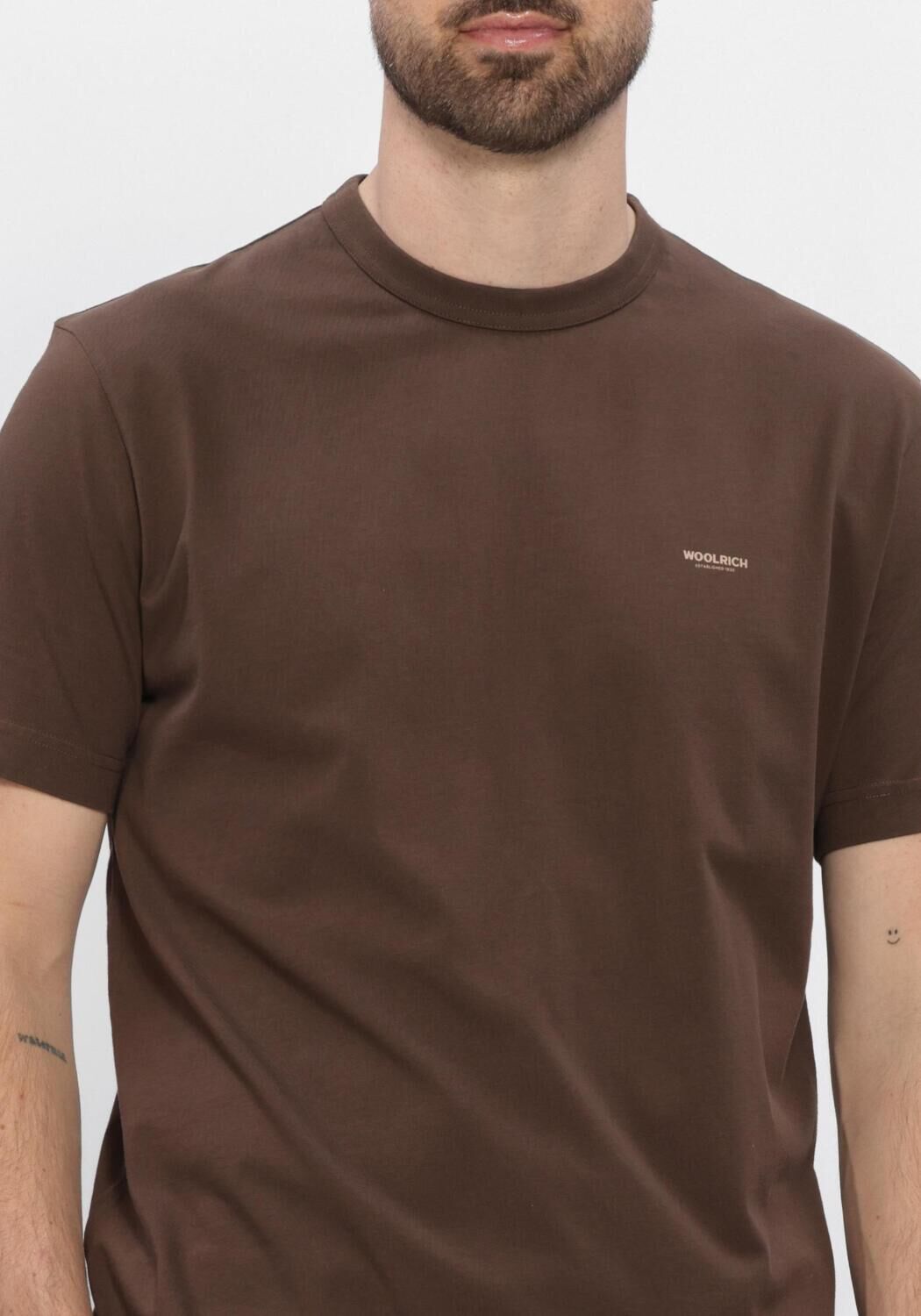 Bruine WOOLRICH T-shirt COTTON LOGO T-SHIRT - large
