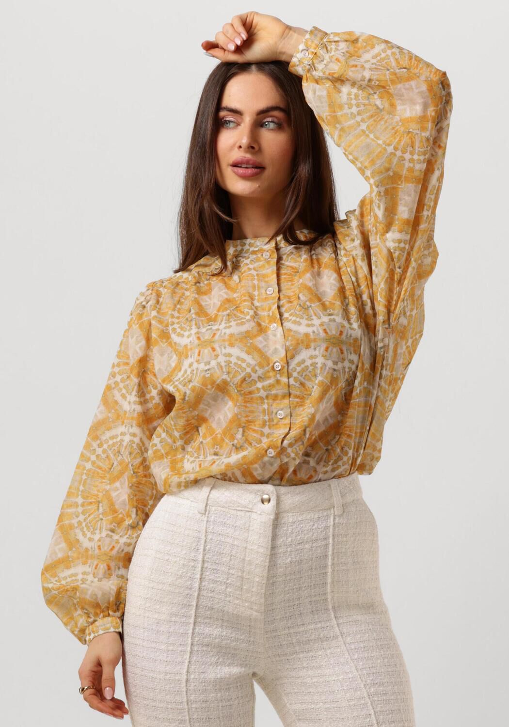 AAIKO Blouse Dames Zoya Multi Tie Dye Co 502, Maat: L, Kleur: Geel