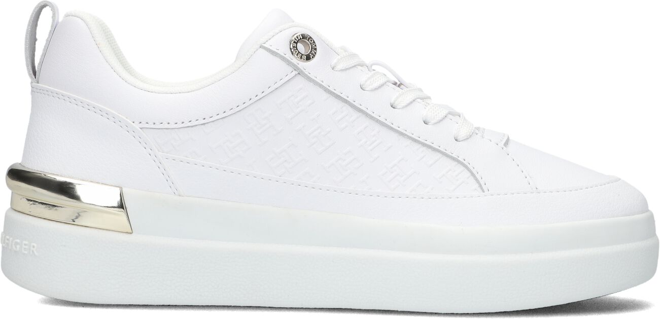 Tommy Hilfiger Lage Sneakers Dames Lux Court Monogram, Maat: 42, Materiaal: Leatherlook, Kleur: Wit