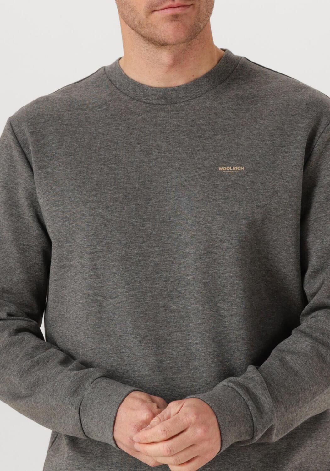 Donkergrijze WOOLRICH Trui LOGO INTERLOCK CREWNECK - large