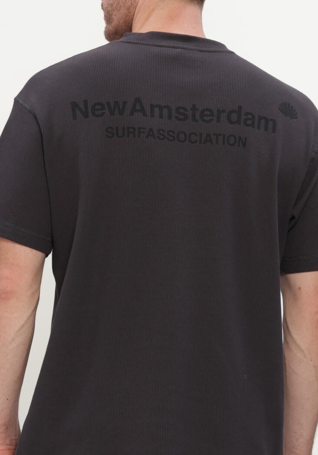 Zwarte NEW AMSTERDAM SURF ASSOCIATION T-shirt LOGO TEE WAFFLE - large