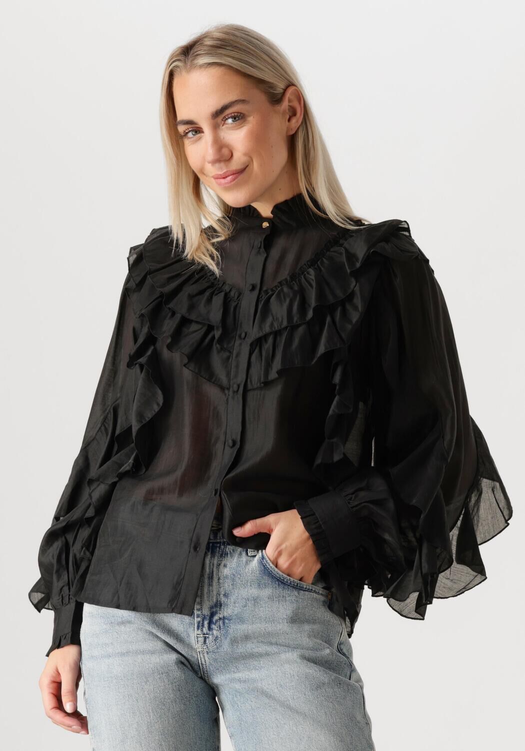 AAIKO Blouse Dames Daria Ten 244, Maat: L, Kleur: Zwart
