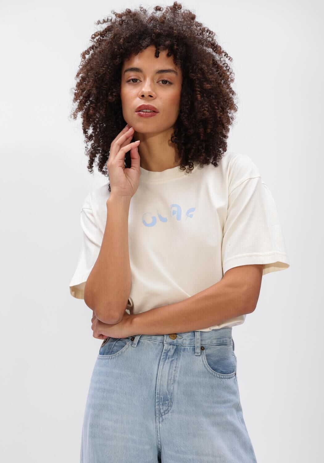 Ecru OLAF HUSSEIN T-shirt BRUSHSTROKE OLAF REGULAR TEE - large