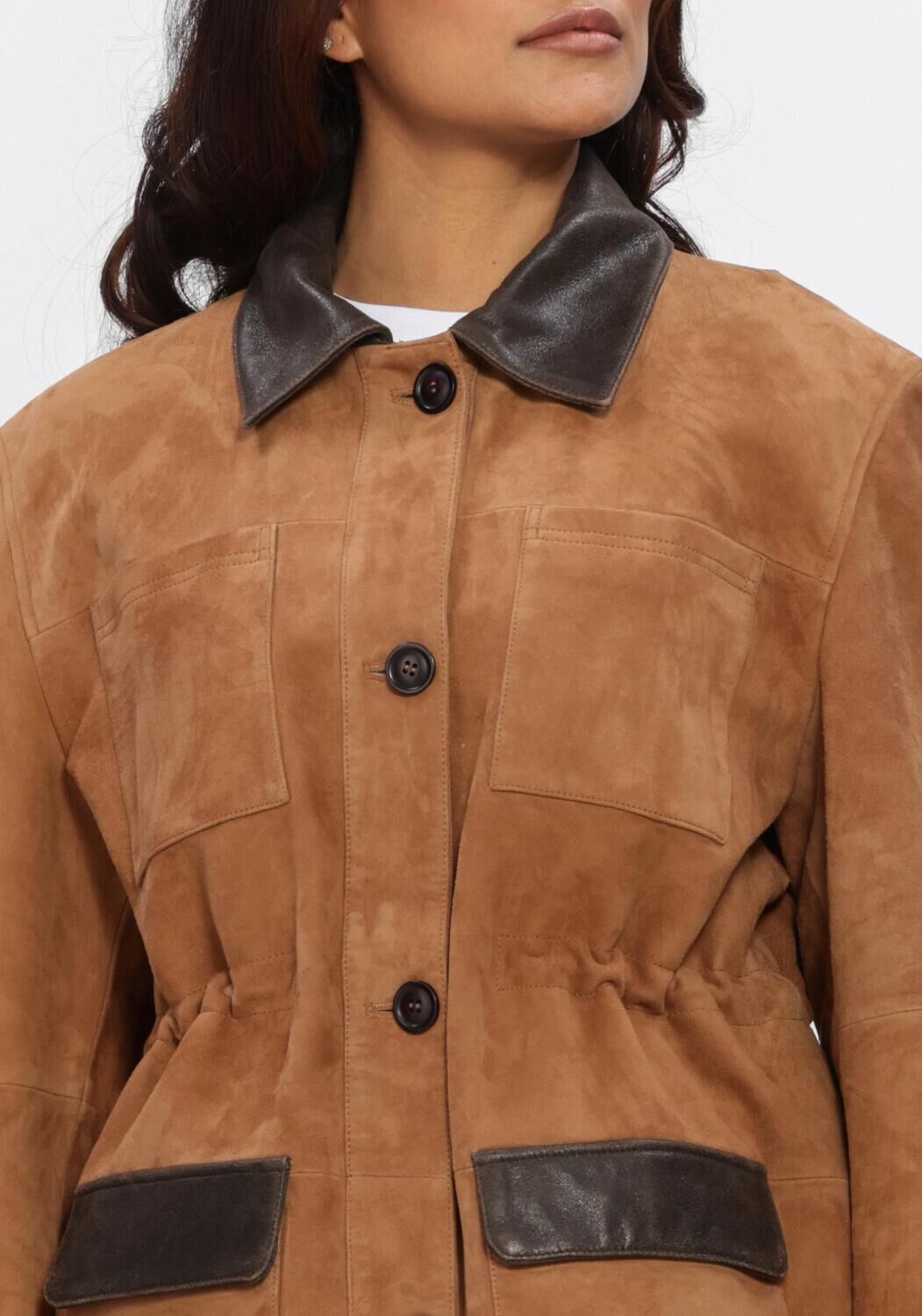 Camel STUDIO AR Leren jas BRUNA GOAT SUEDE - large