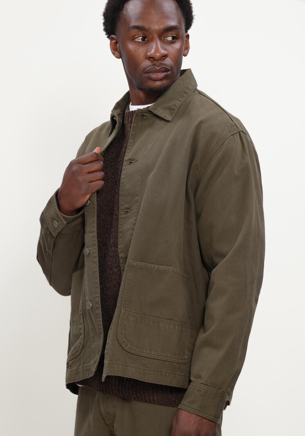 Groene FOR&Eacute;T Trui FORAGER TWILL JACKET - large
