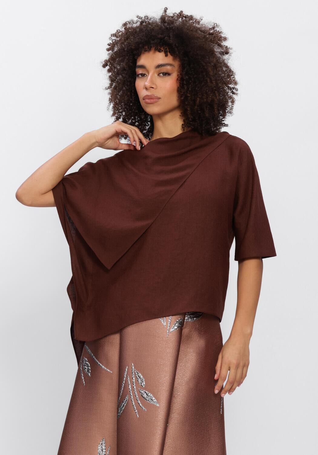 Natan Trui Dames Top Drape, Maat: 42, Kleur: Bruin afbeelding