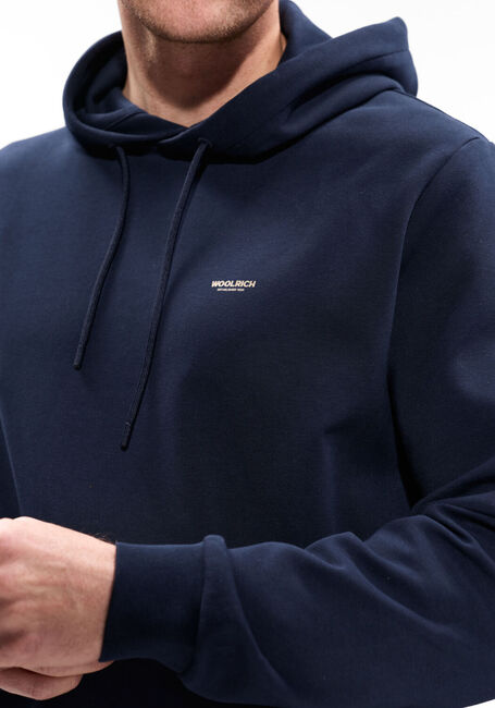 Donkerblauwe WOOLRICH Trui LOGO INTERLOCK HOODIE - large