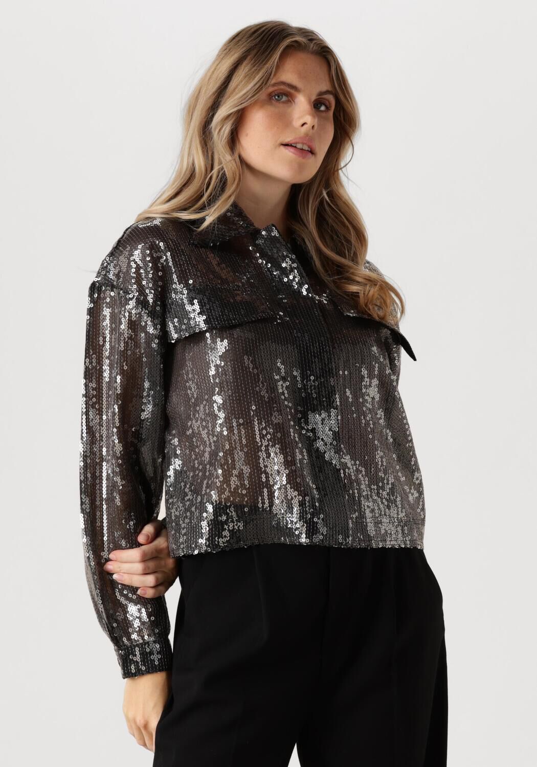 Copenhagen Muse Blouse Dames Cmtrucker-jacket, Maat: M/L, Kleur: Zilver