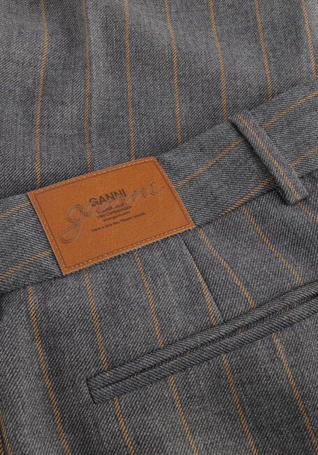 Grijze GANNI Wijde broek BRUSHED WOOL STRIPE MID WAIST PANTS - large