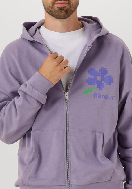 Paarse FLANEUR Truien/vesten PIXEL FLOWER ZIP UP - large