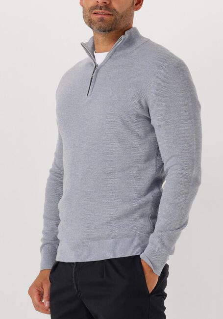 Grijze PROFUOMO Trui PULLOVER HALF ZIP TWINKLE SLUB - large