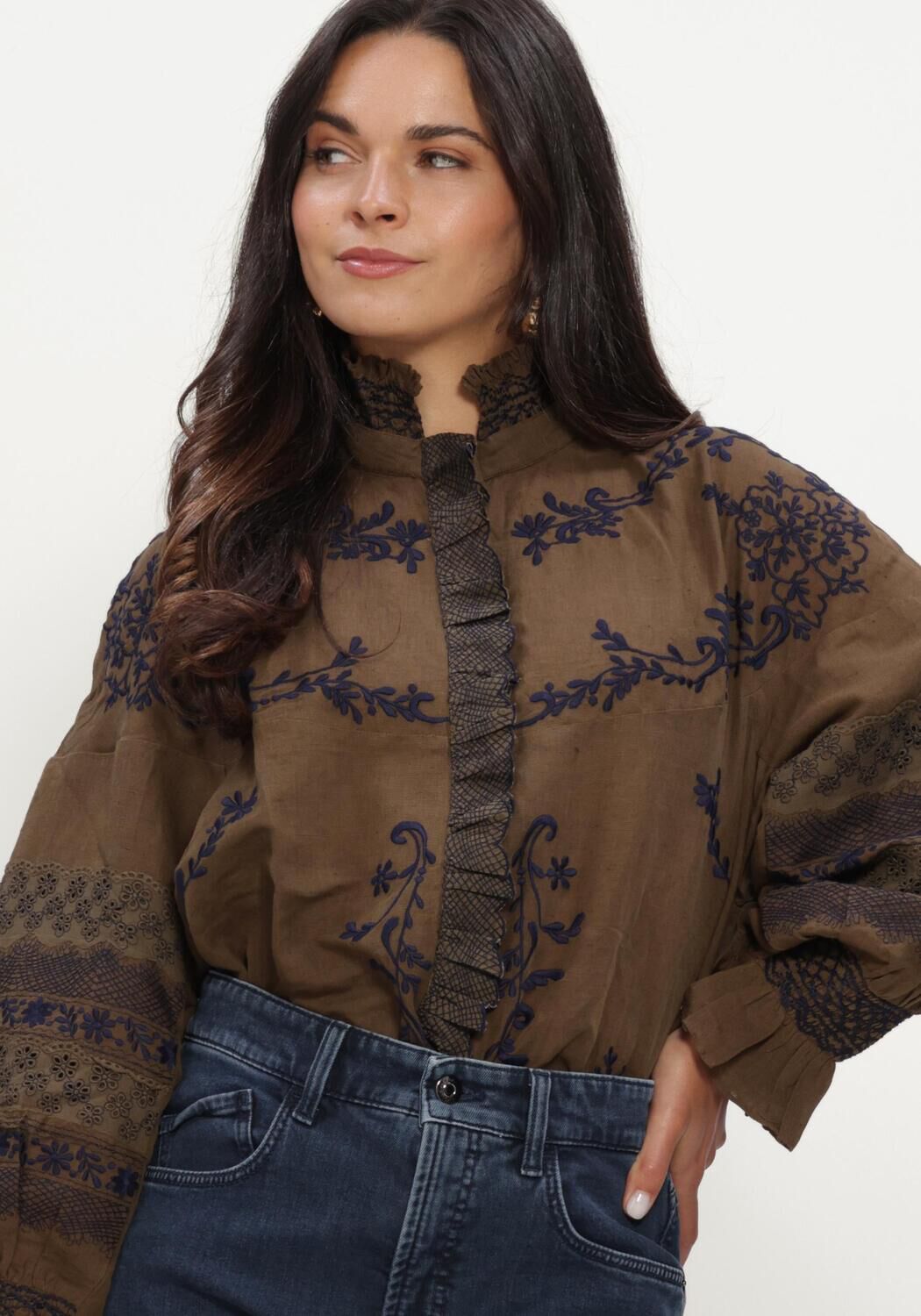 Donkergroene ANTIK BATIK Blouses BIG BLOUSE - large