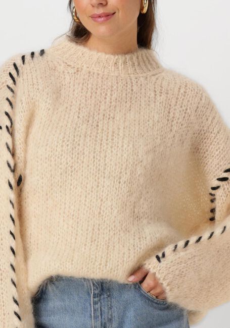 Beige AMERICAN DREAMS Trui CATIO MOHAIR STITCH PULLOVER - large