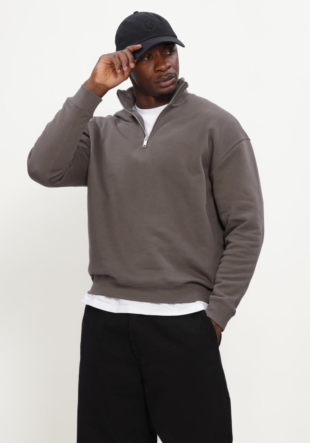 Groene GENTI Sweater HALF ZIP SWEAT - large