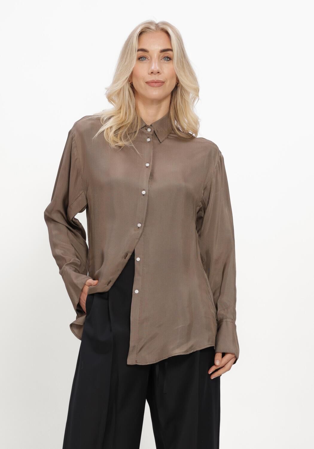 Bruine ROHE T-shirt RELAXED SHAPED SHIRT - large