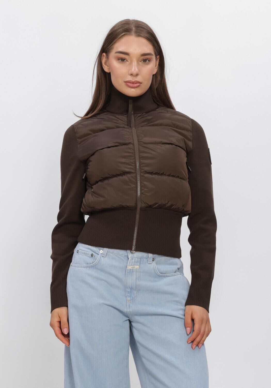 Donkerblauwe CANADA GOOSE Jack HYBRIDGE WIDE QUILT KNIT JACKET - large