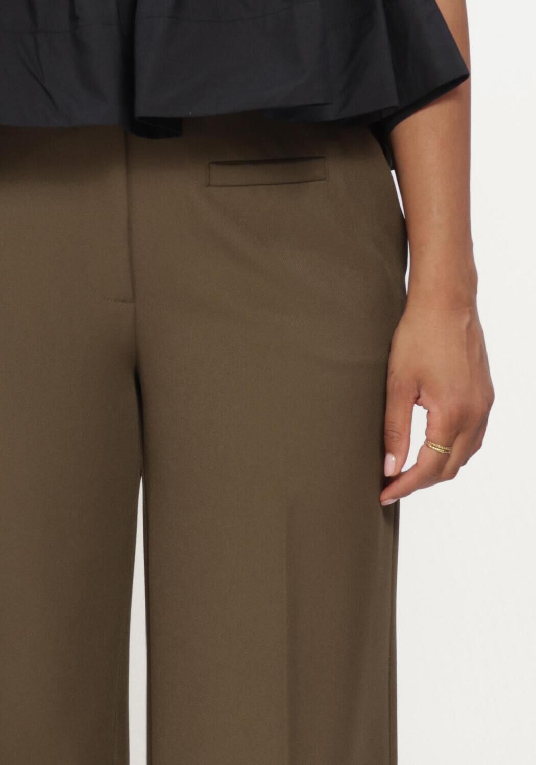Donkergroene HAUTE L'AMITI&Eacute; Pantalon PREMIERE PLAIN TALL PANT - large
