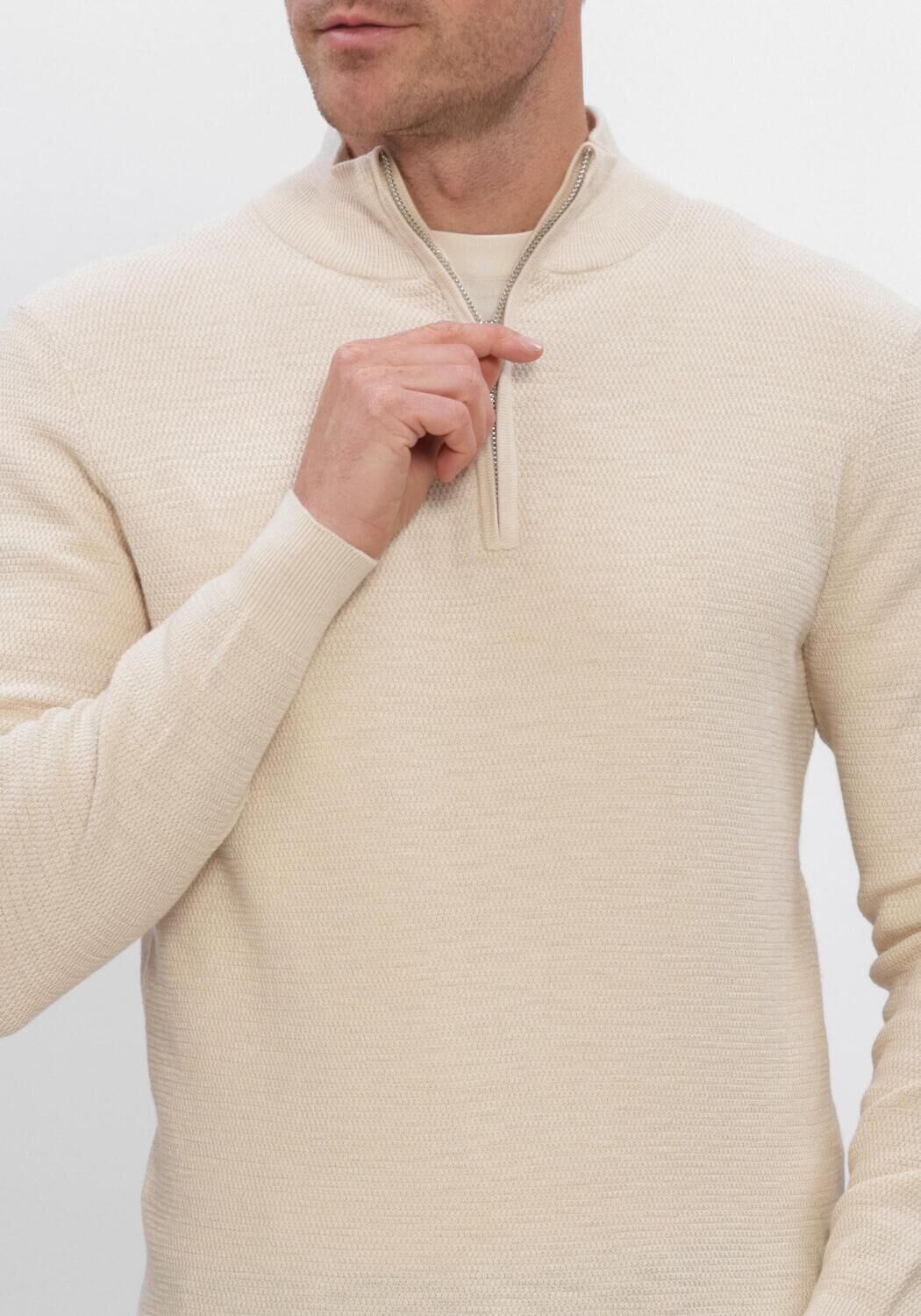 Creme PROFUOMO Trui PULLOVER HALF ZIP TWINKLE SLUB STRUCTURE - large