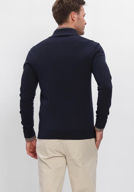 Donkerblauwe PROFUOMO Trui PULLOVER HALF ZIP EXTRAFINE MERINO - large