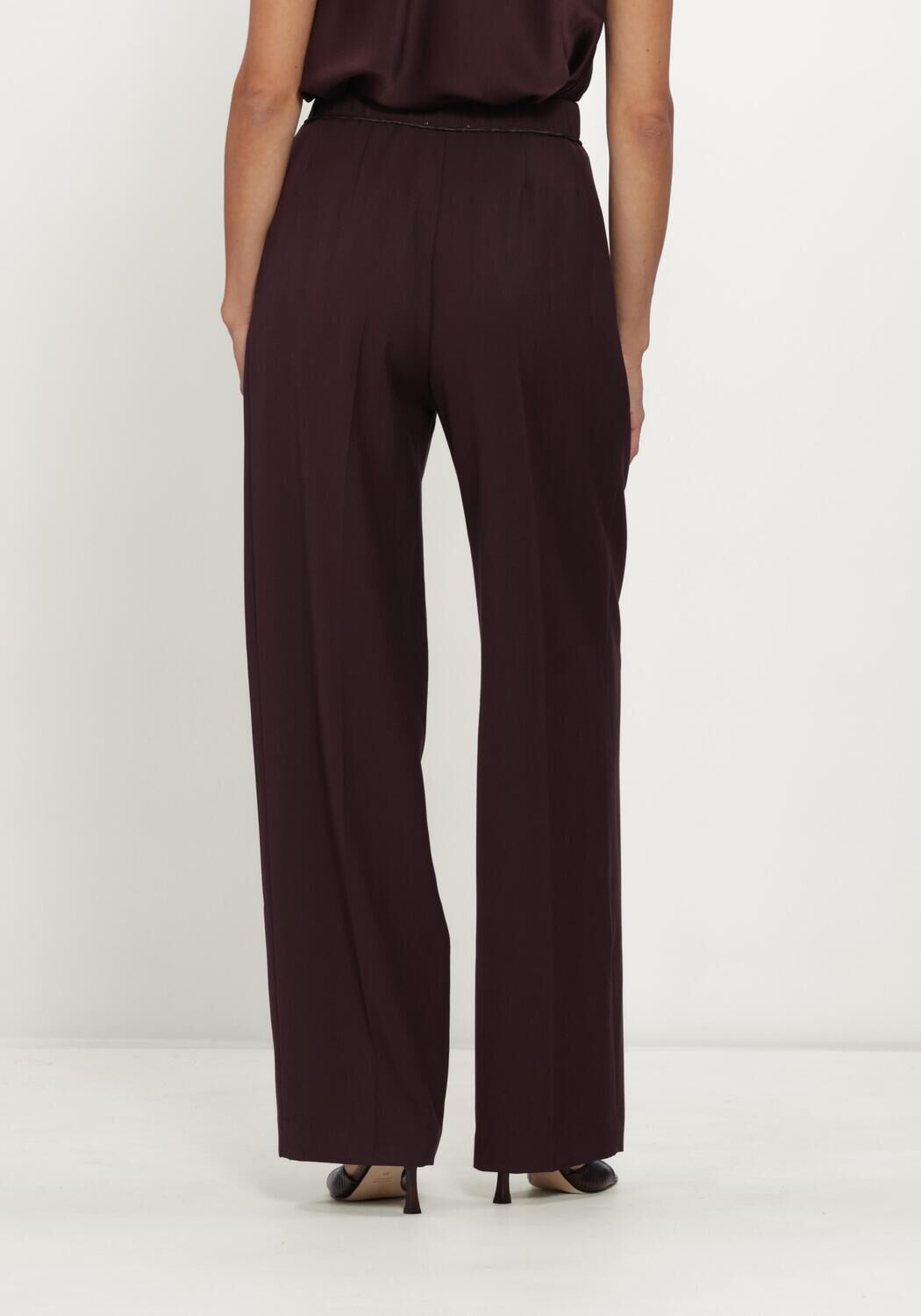 Bordeaux FORTE FORTE Broeken GRAIN DE POUDRE HIGH WAIST PANTS - large