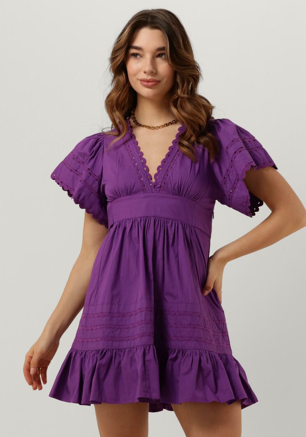 Antik Batik Mini Jurk Dames Roda Mini Dress, Maat: L, Kleur: Paars