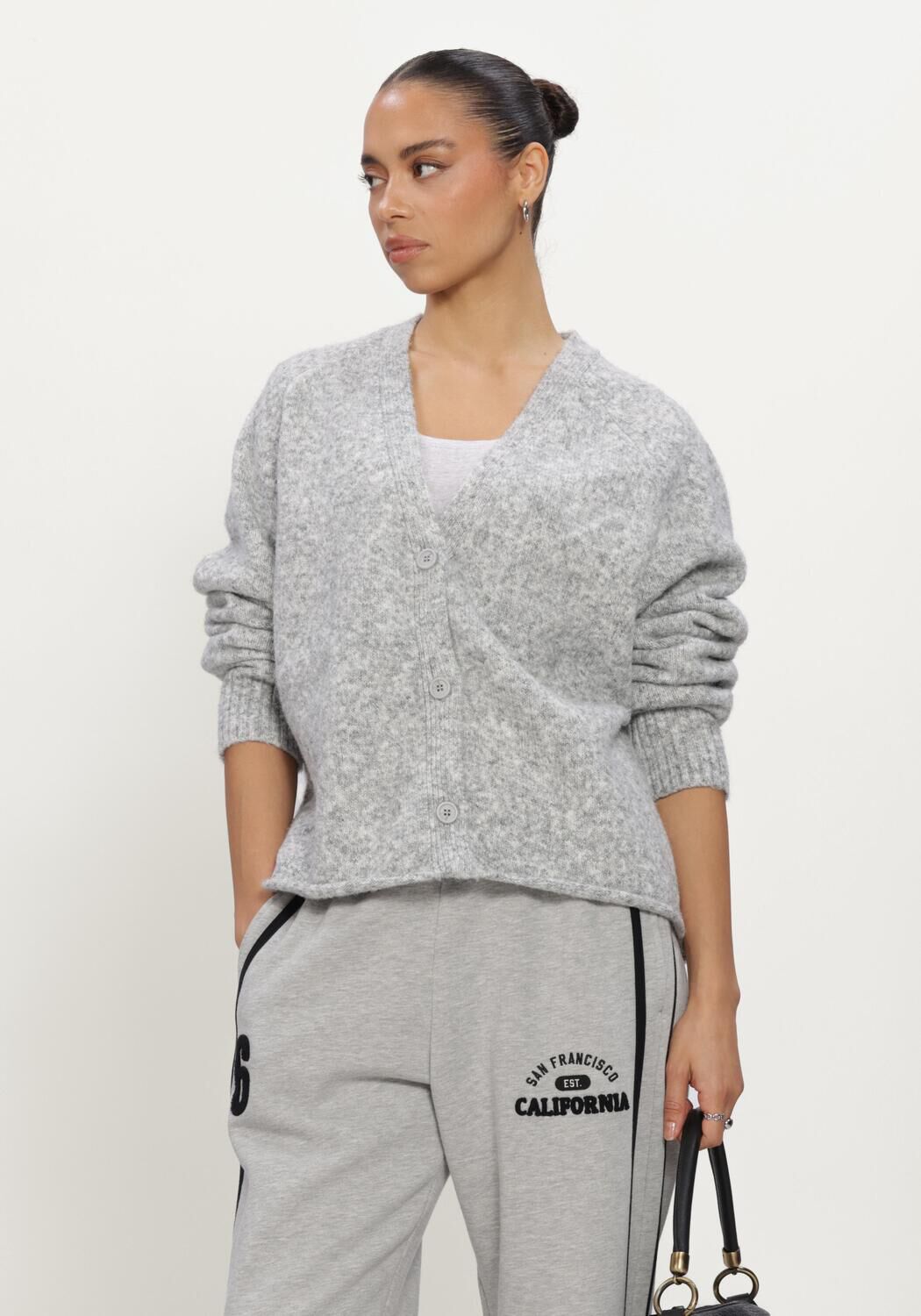 Grijze PENN & INK Trui CARDIGAN - large