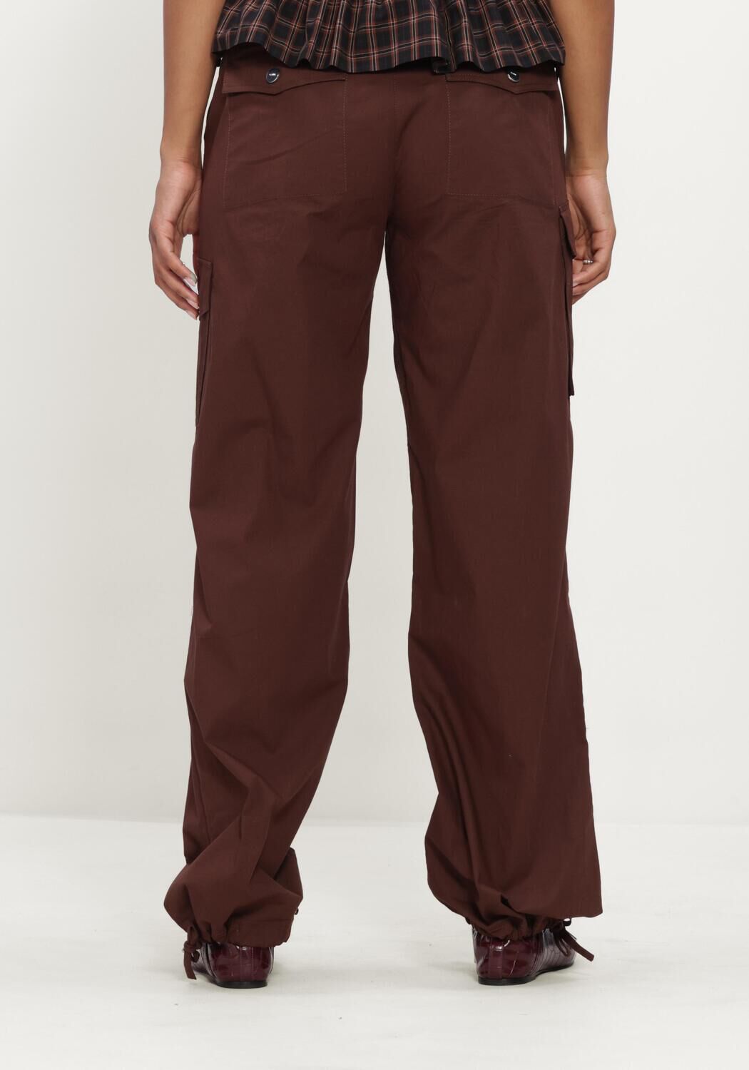 Bruine GANNI Broeken STRETCH COTTON POCKET CARGO PANTS - large