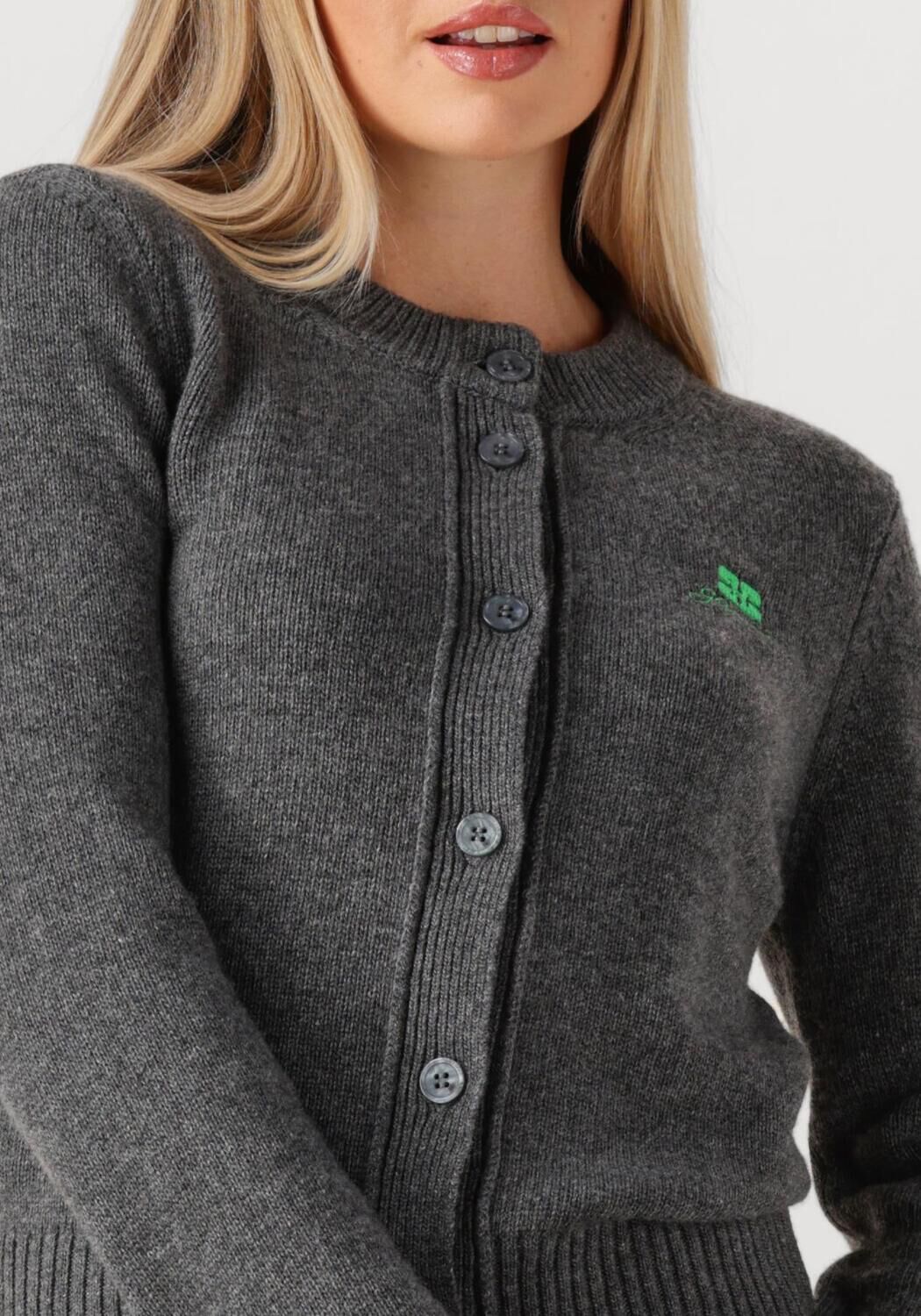 Donkergrijze GANNI Vest CORE FUTURE WOOL MIX CARDIGAN - large