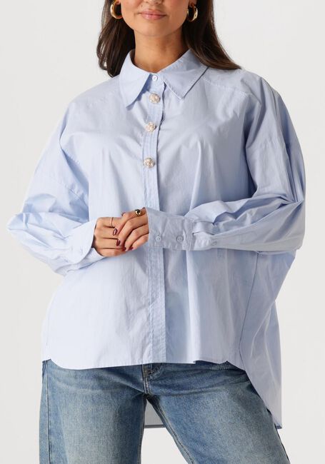 Blauwe SUMMUM Blouses FANCY BUTTON BLOUSE CRISPY POPLIN - large