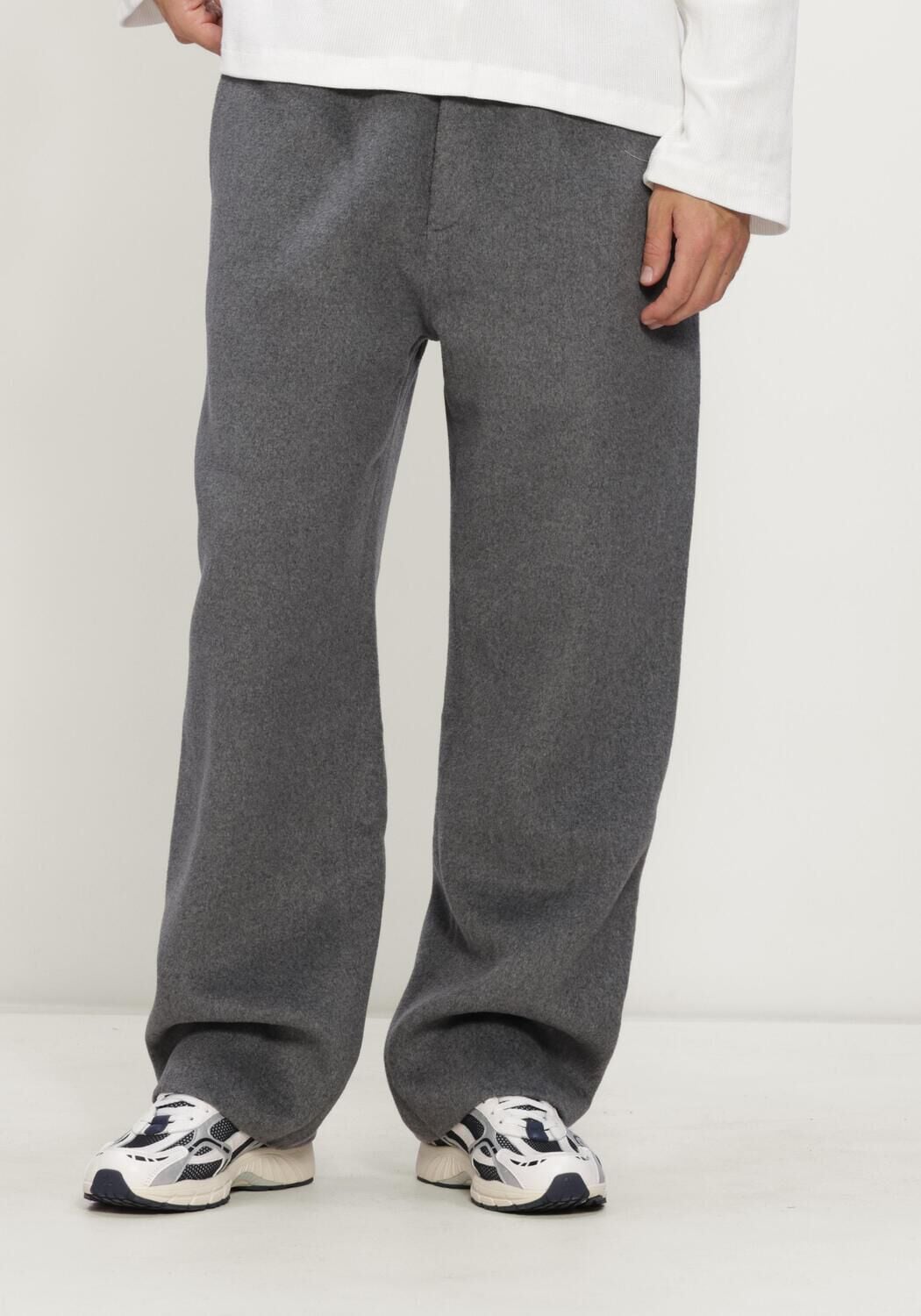 Grijze HOPEIUM Wijde broek WINTER WOOLY TOURSERS GREY MELANGE - large