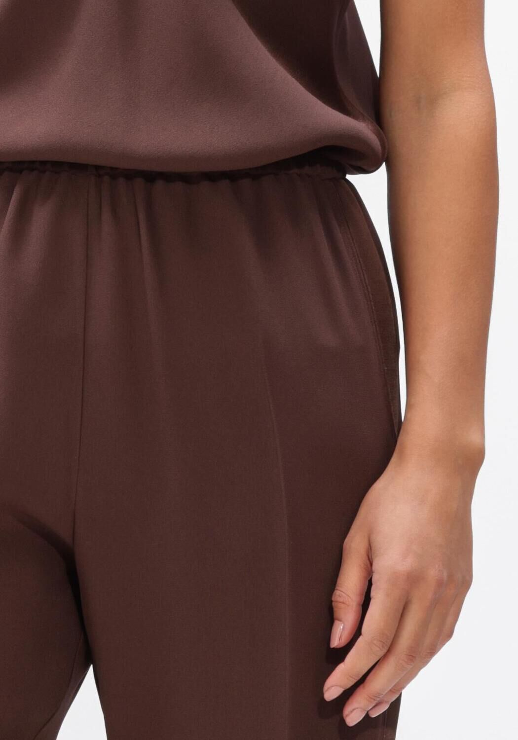 Bruine FORTE FORTE Flared broek ENVERS SATIN MATTE ELASTICATED REGULAR PANTS - large