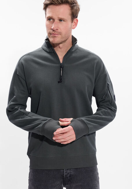 Donkergroene CP COMPANY Trui SWEATSHIRTS POLO COLLAR IN DIAGONAL RAISED FLEECE - large