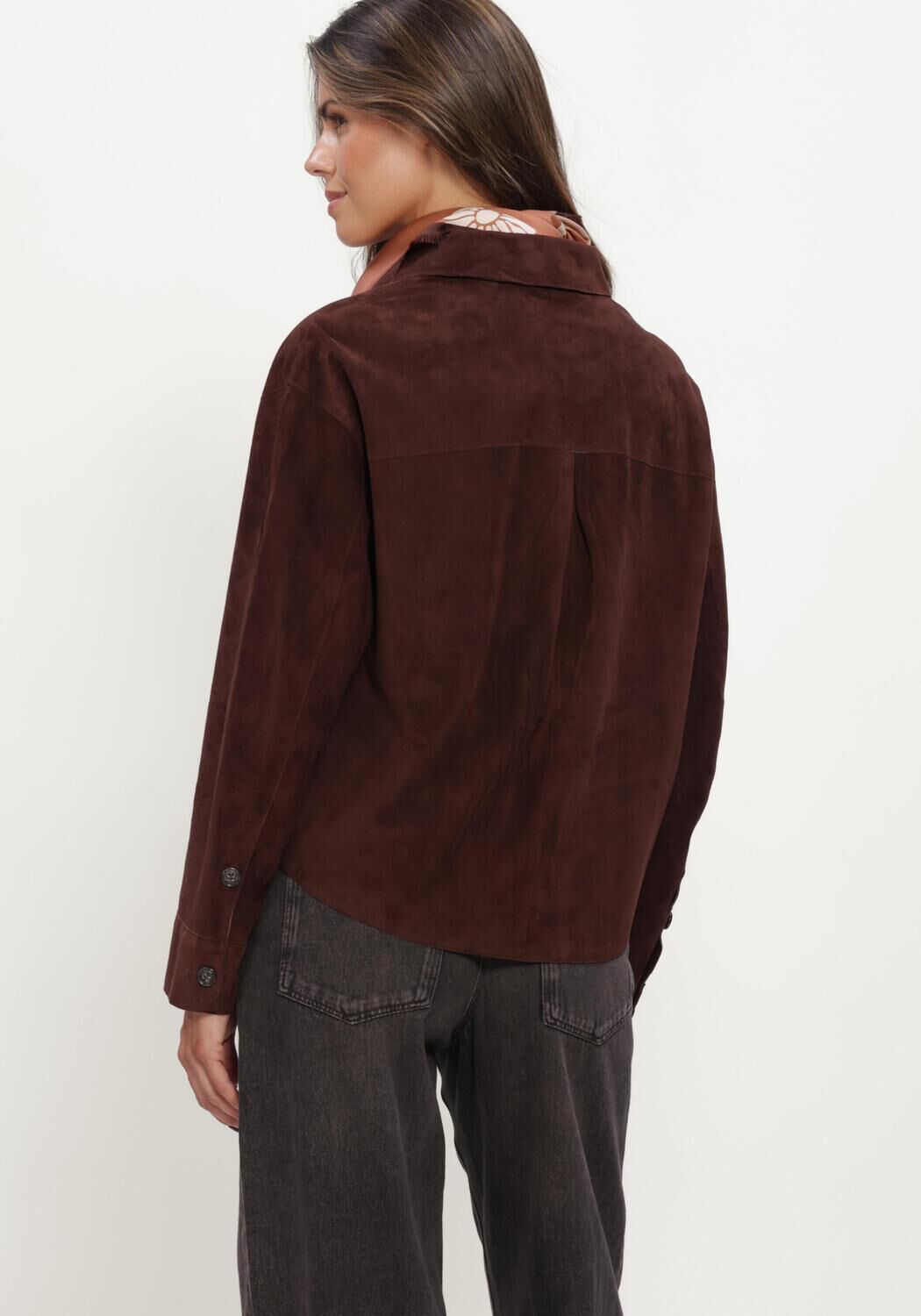Bruine LUISA CERANO Blouses VELOURSLEDER-HEMDJACKE - large