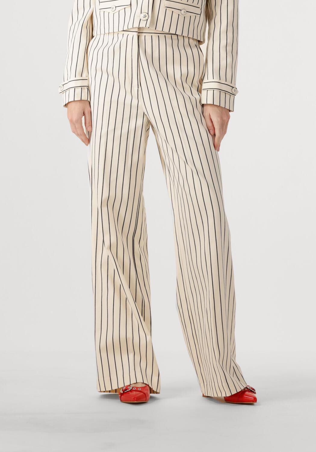 AAIKO Pantalon Dames Sonja Stripe Co 570, Maat: XS, Kleur: Gebroken wit afbeelding 1