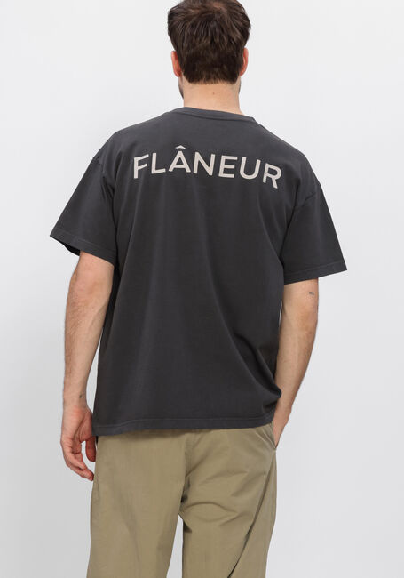 Donkergrijze FLANEUR T-shirt DOUBLE LOGO T-SHIRT WASHED - large