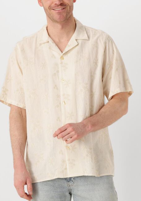 Beige FORÉT Casual overhemd PEER FLOWER JACQUARD SS SHIRT - large