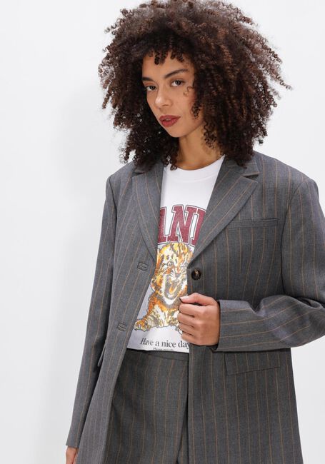Grijze GANNI Blazers WOOL STRIPE BLAZER - large