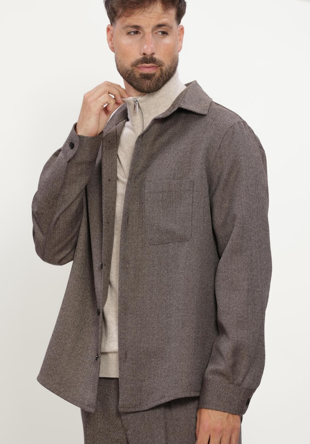 Bruine PROFUOMO Overshirt OVERSHIRT MOULINE - large
