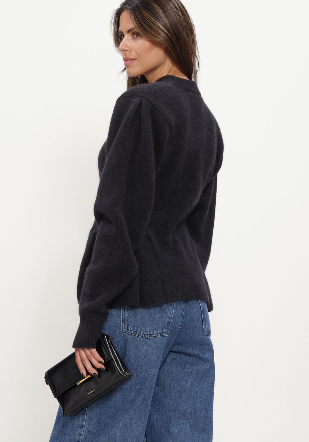 Zwarte ROTATE Trui KNIT PEPLUM CREWNECK - large