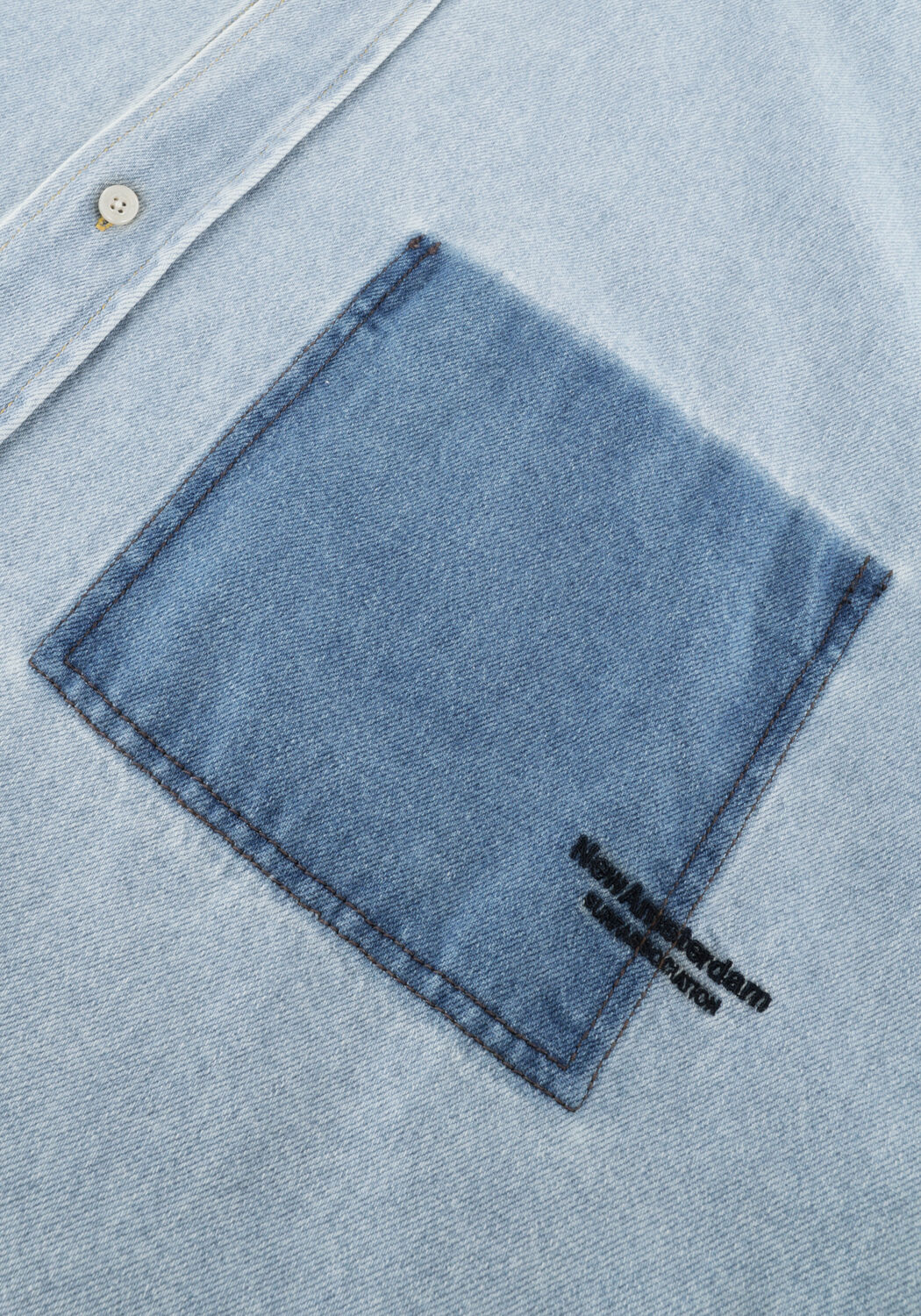 Lichtblauwe NEW AMSTERDAM SURF ASSOCIATION Casual overhemd LYOCELL SHORT SLEEVES LIGHT BLUE - large