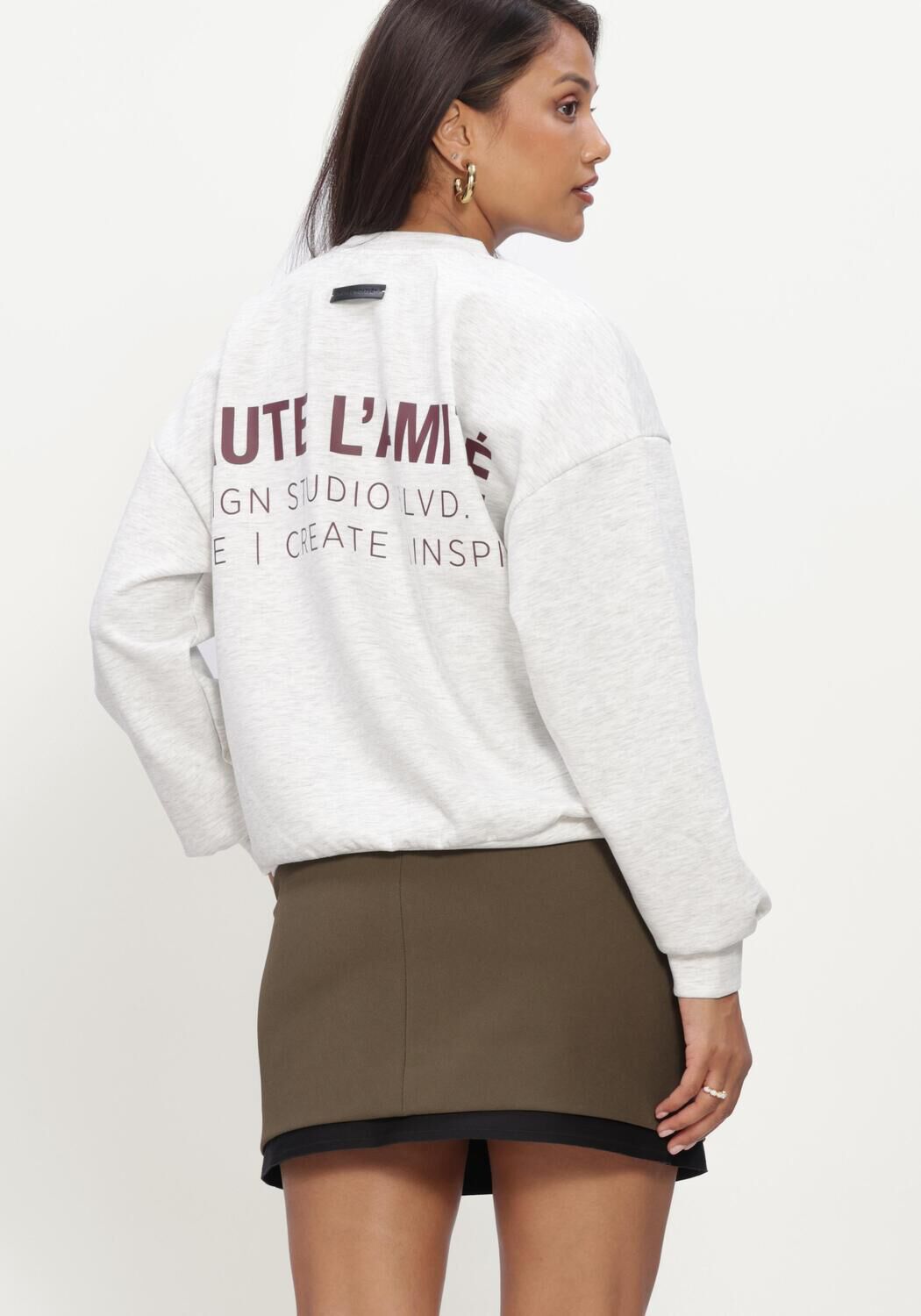 Lichtgrijze HAUTE L'AMITI&Eacute; Truien/vesten BACK PRINT STUDIO SWEAT - large