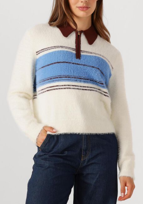 Ecru CO'COUTURE Trui TORY STRIPE ZIP KNIT - large