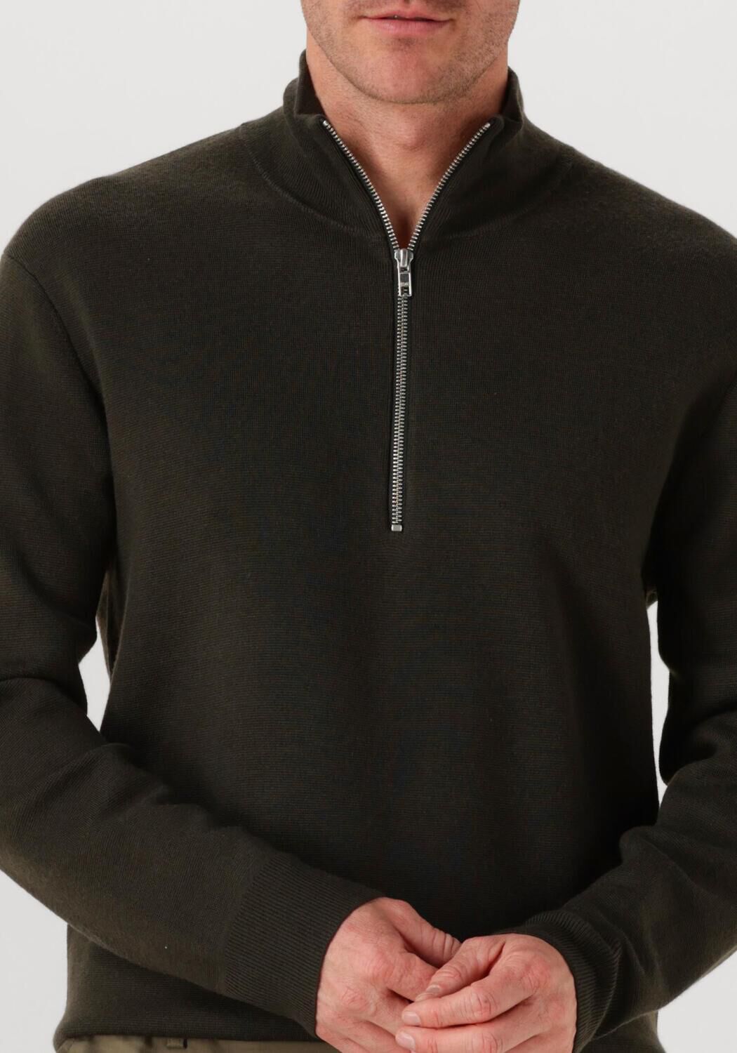 Donkergroene NN.07 Trui HARALD HALF ZIP 6530 - large