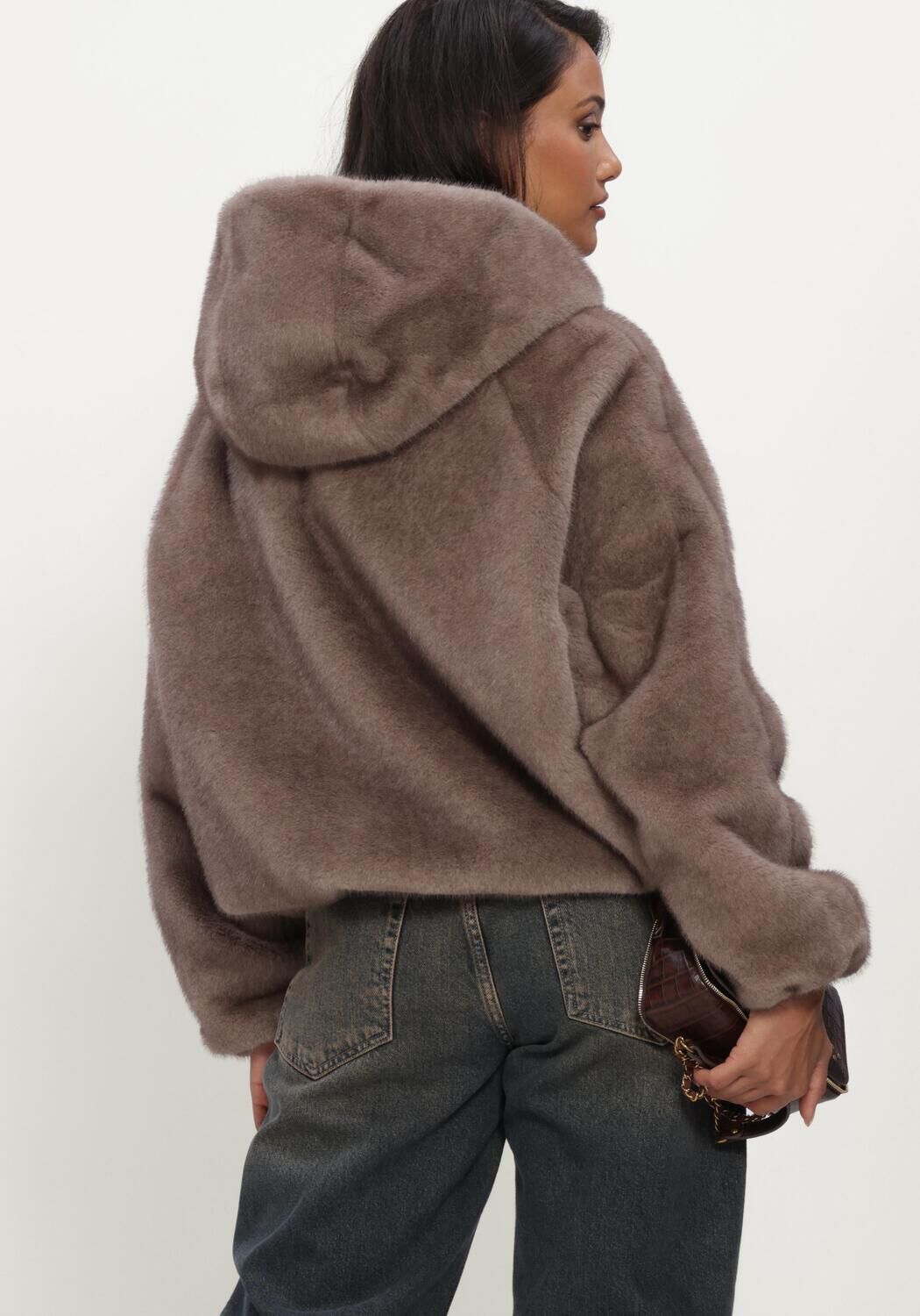 Taupe ALTER EGO Jassen JADA FAUX MINK JACKET - large